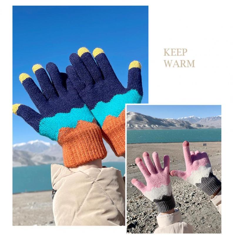 

Sports Gloves 1 Pair Practical Smart Phone Touchscreen Knitting Mittens Absorbing Fingers Warm Thicker Lining For Adult, Pink