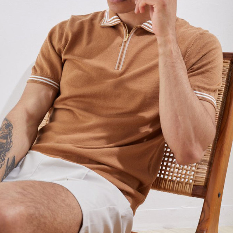 

remarkable pattern men's zipper polo shirt high quality comfortable breathable fashionable cool daily travel work party, White;black