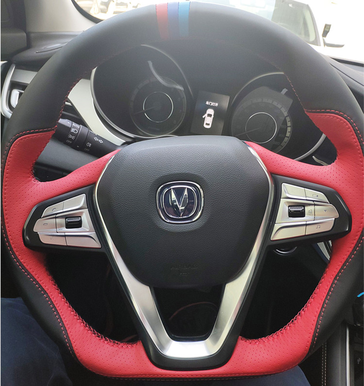 

DIY hand-stitched leather steering wheel cover For Changan Benben Yuexiang V CS35 CS57 CS95 EADOXT RAETON Oulove car Accessories