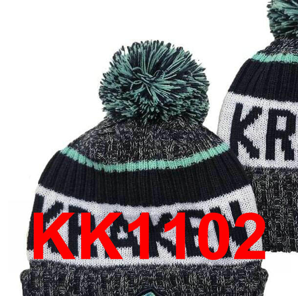 

Top Selling Kraken beanie caps Hockey Sideline Cold Weather Reverse Sport Cuffed Knit Hat with Pom Winer Skull Cap a2