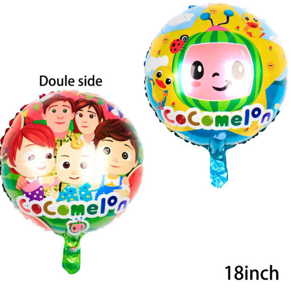 

50pcs/bag COCOMELON Balloons 18inch Cartoon Aluminum Film Balloon Double Sides Watermelon Family Birthday Party Decoration Balls GG31805, Blue