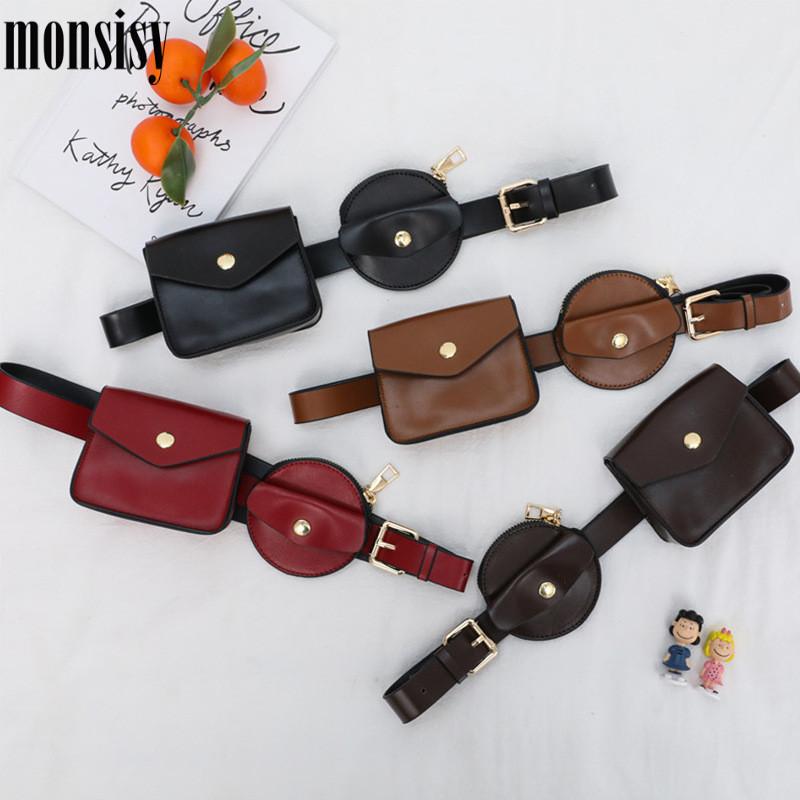 

Monsisy 2021 Girl Boy Fanny Packs Children Waist Bag Kid PU Belt Fashion Coin Purse Small Change Pouch Wallet Pack Bags
