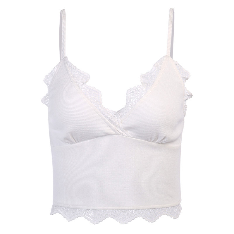 

Paris Girl Summer Cross Lace Cotton V-Neck White Top Fashion Feminine Backless Slim Vest Camisoles for Women 210524, Blue