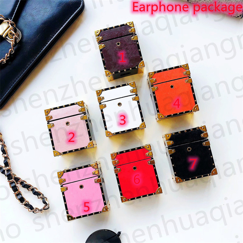 

Cute Mini PU Leather Trunk Earphone package Embossing Metal Letter For Apple Airpods pro Case AirPod 1 2 3 Mountaineering Protector With Keychain