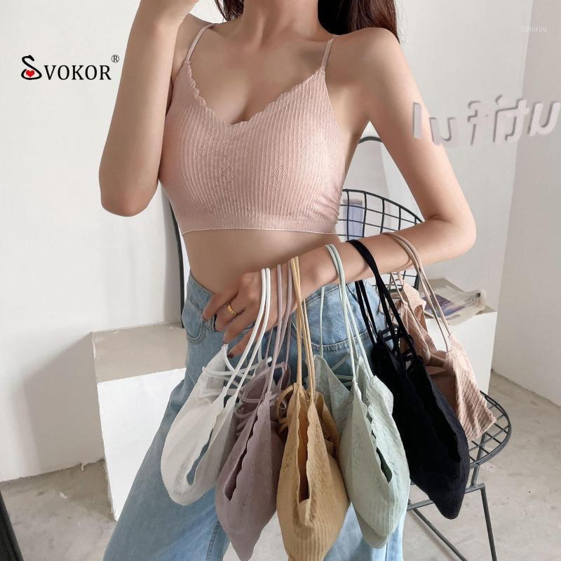 

Camisoles & Tanks SVOKOR Women's Tube Top Hollow Out Ice Silk Summer Seamless Crop Beautiful Back Cross Female Sexy Lace Wrap Chest Underwea, Khaki