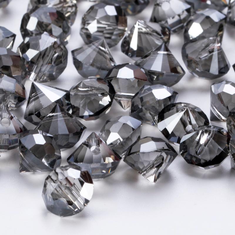 

Other 10mm Black Czech Faceted Cone Glass Beads Diy Garment Decoration Perles Loose AB Color Taper Shape Crystal Wholesale Y911