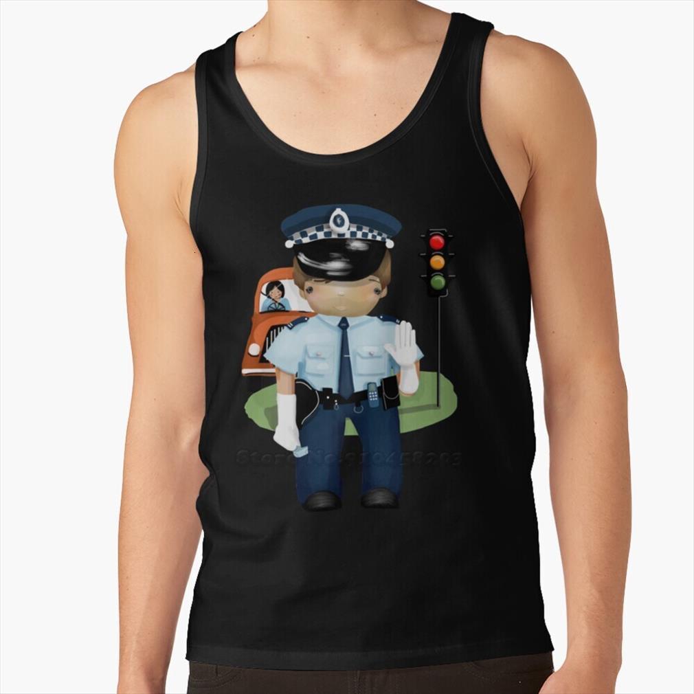 

the little policeman men tank shirt fitness mens cotton vest police policemen policing, White;black