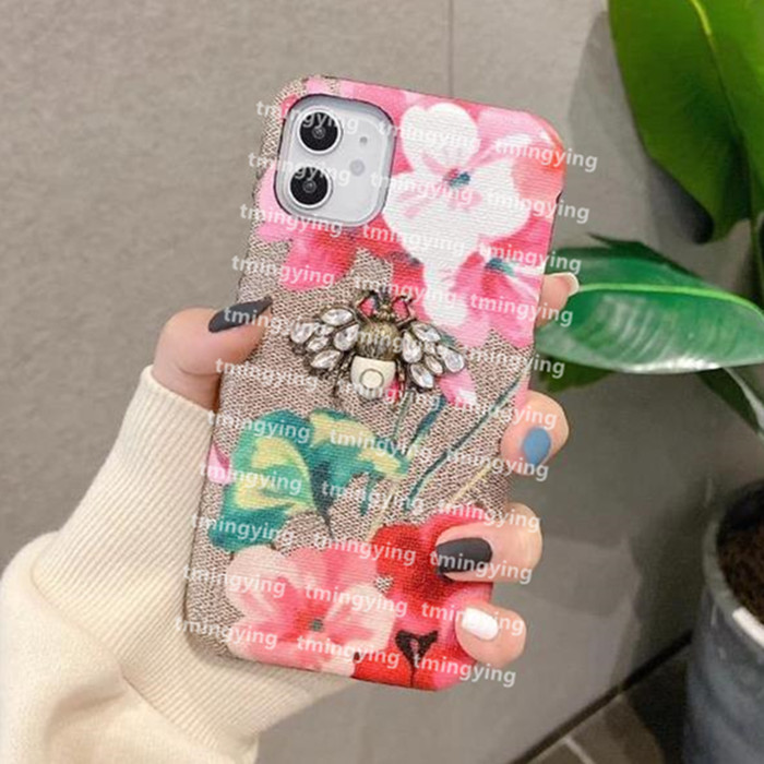 

Luxurys Designers Classic Phone Cases for iphone 12 mini 11 Pro Max XS XR X 8 7 Plus Samsung S20 S21 Note 20 fashion bee imprint cover case
