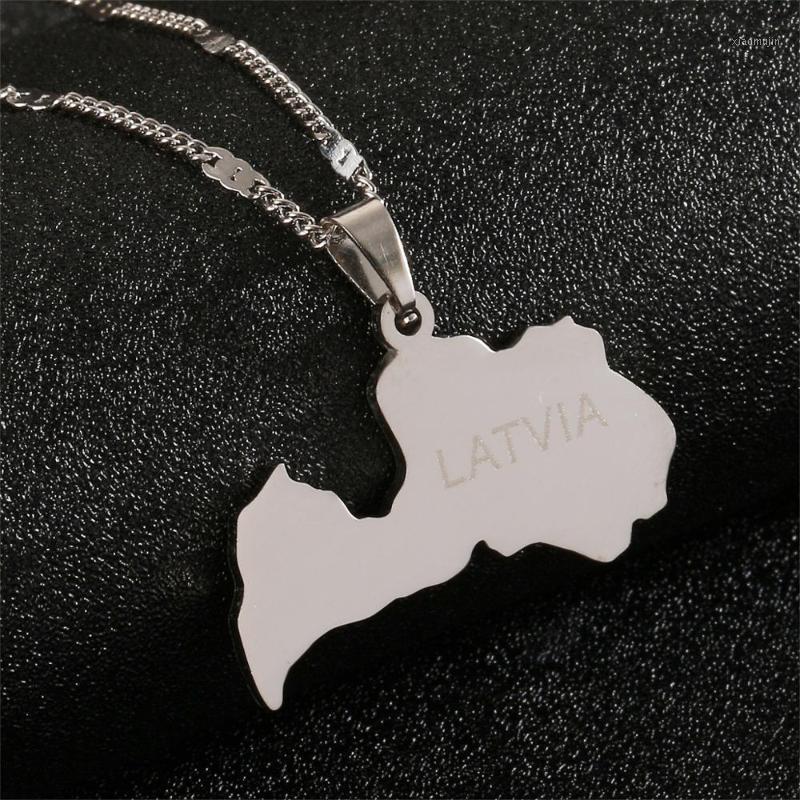 

Pendant Necklaces Stainless Steel Latvia Map Necklace Latvijas Republika Maps Charm Jewelry