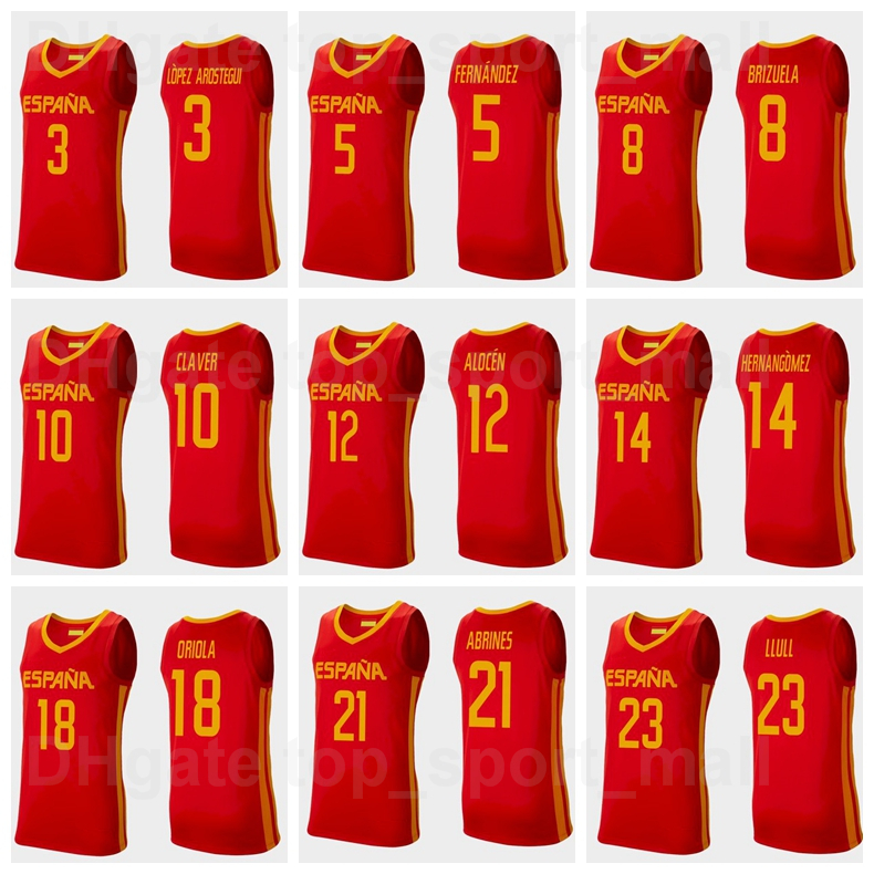 

2021 Tokyo Olympics Spain Basketball Jersey 9 Ricky Rubio 13 Marc Gasol 4 Pau 21 Alex Abrines 10 Victor Claver 14 Willy Hernangomez 20 Alberto Abalde Man Woman Youth, Red
