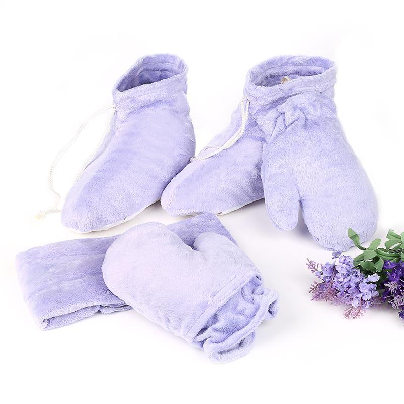 

Fingerless Gloves 3Pcs Lavender Aroma Heating Spa Winter Warm Set With Scarf Booties Heat Refrigeration Mittens Shawl Shoes