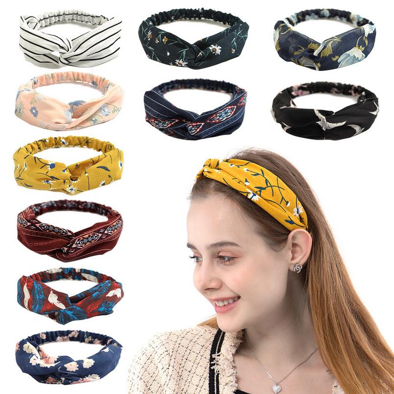 

Women Headband Fashion Hair Bands Bohemian Cross Elastic Hairband For Ladies Head band Girl Hairs Accessories
