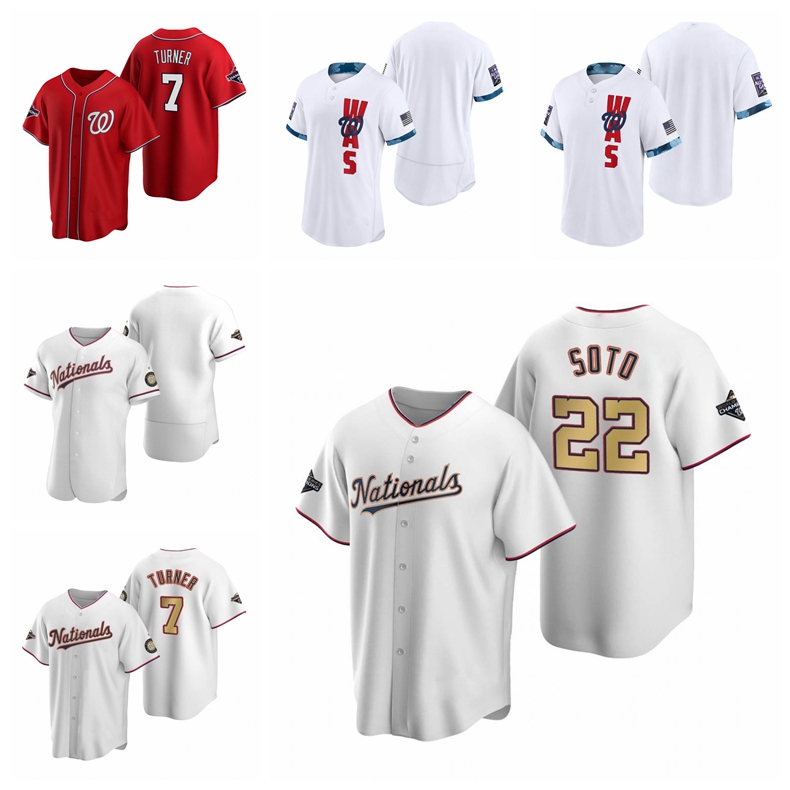 

WashingtonNationalsMEN Baseball Trea Turner Red World Series Champions Trea Turner Juan Soto White Gold Program Jersey