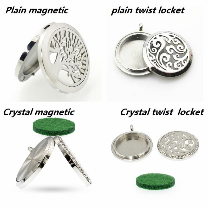 

Pendant Necklaces 30mm Diffuser Locket Stainless Steel Perfume Essential Oil Aroma Free 10pad Women Gift No Chain Fit Necklace Collars, Silver