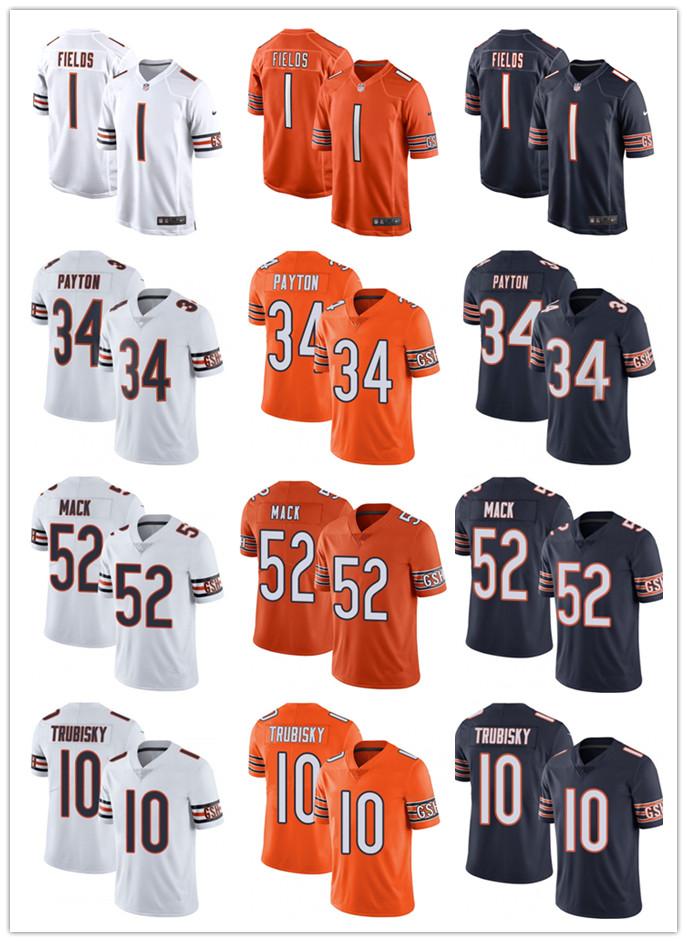 

Men Women Youth chicago Bears 52 Khalil Mack 1 Justin Fields 34 Walter Payton 10 Mitchell Trubisky Football Jerseys Navy white O, Black;red