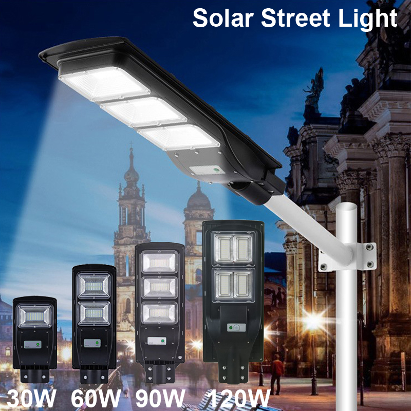 

All in One Solar LED Street Light 30W 60W 90W PIR Motion Sensor Timing Lamp+ Remote Control for Plaza Garden