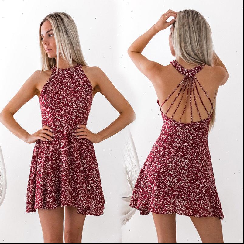 

Womens Women Dresses Summer Casual Sleeveless Halter Neck Backless Floral Print Short Skater Dress Sundress Drop, Black;gray