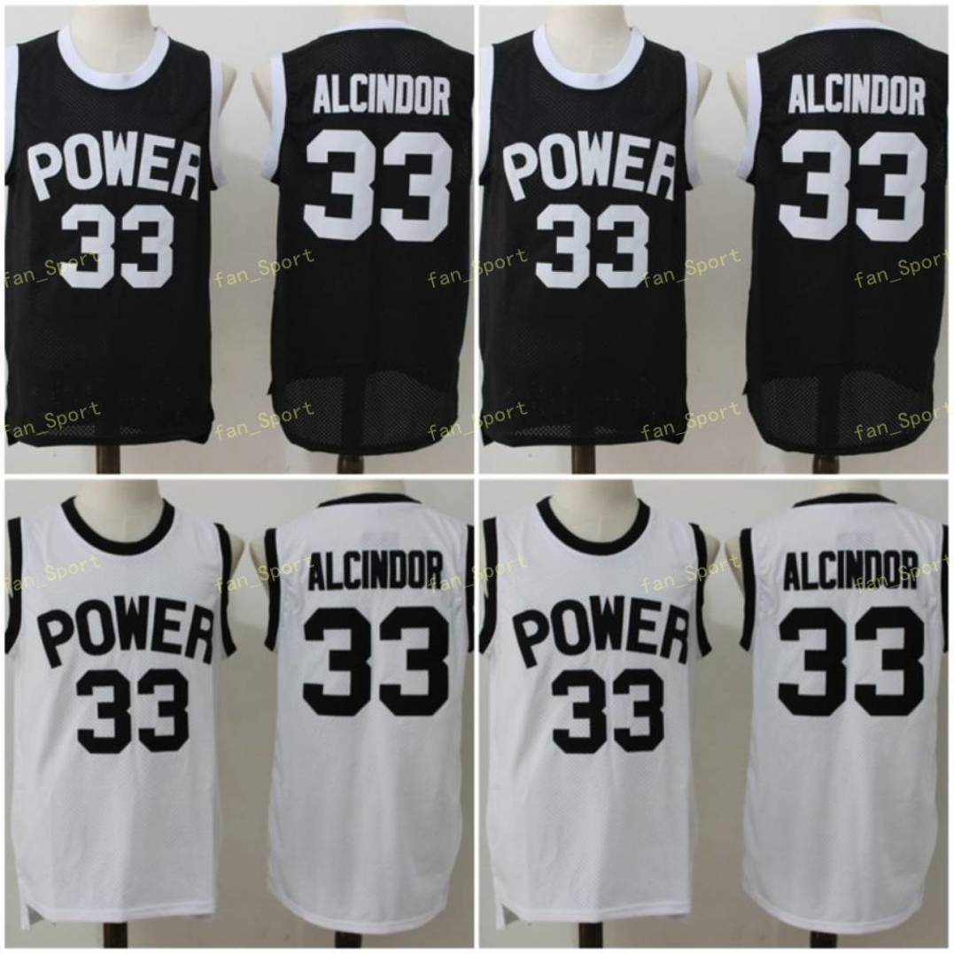 

LEW ALCINDOR # 33 POWER MEMORIAL HIGH SCHOOL BASKETBALL JERSEY Double Stiched Name & Number White Black IN STOCK Mens, As