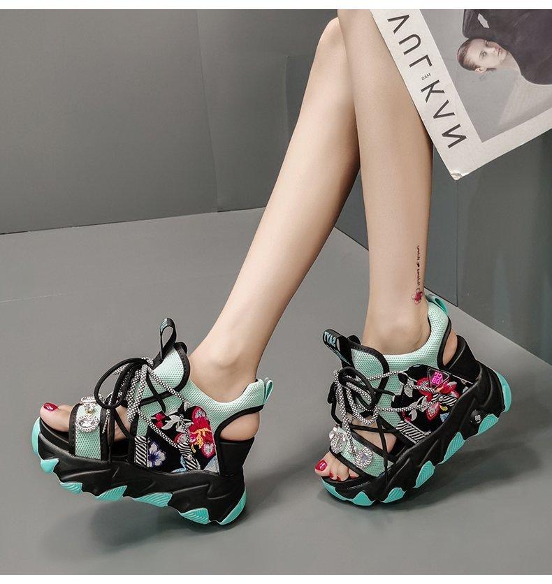 

Women Platform Sandals Chunky Wedges Shoes For Woman Designers Brand Sports Casual Fashion High Gladiator Sandal, Black