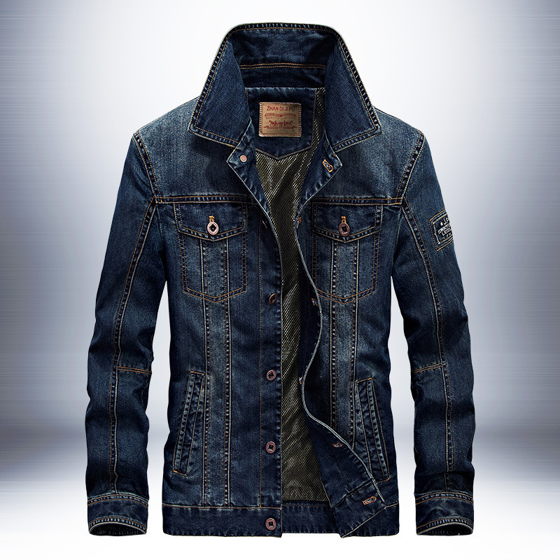 

Men Denim Jacket Multi-pocket Tooling Short Casual Thin, Black;brown
