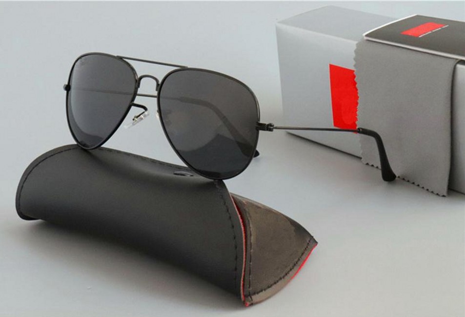 

High Quality Ray Men Women Sunglasses Vintage Pilot Wayfarer aviator Brand Sun Glasses Band UV400 Bans Ben With box and case 3025, White;black