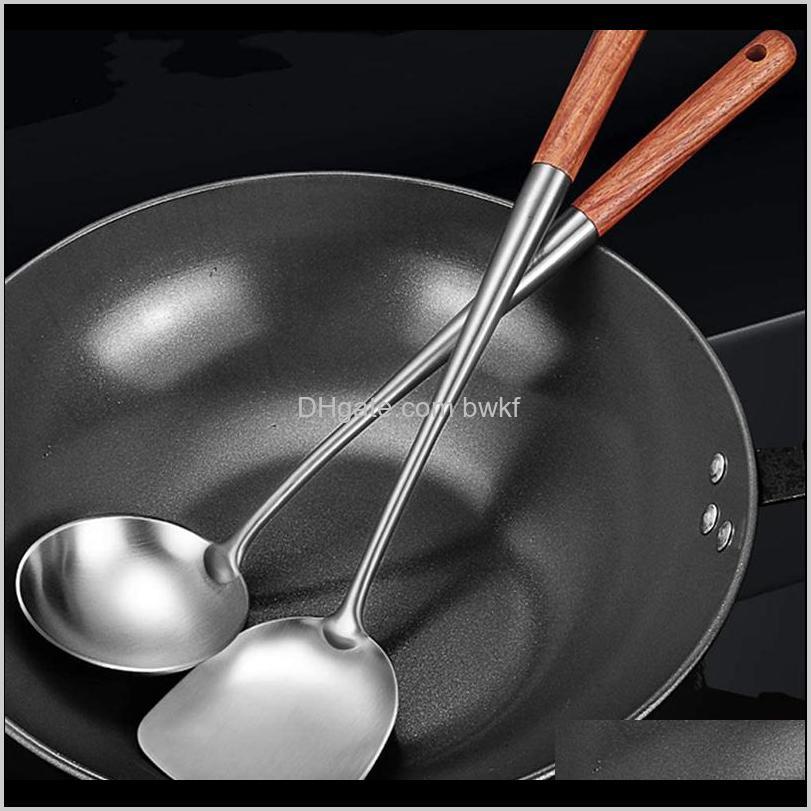 

Fruit Vegetable Kitchen, Dining Home & Garden Drop Delivery 2021 2Pcs And Ladle Tool Set 17 Inches For Stainless Steel Wok Spatula Kitchen Ba
