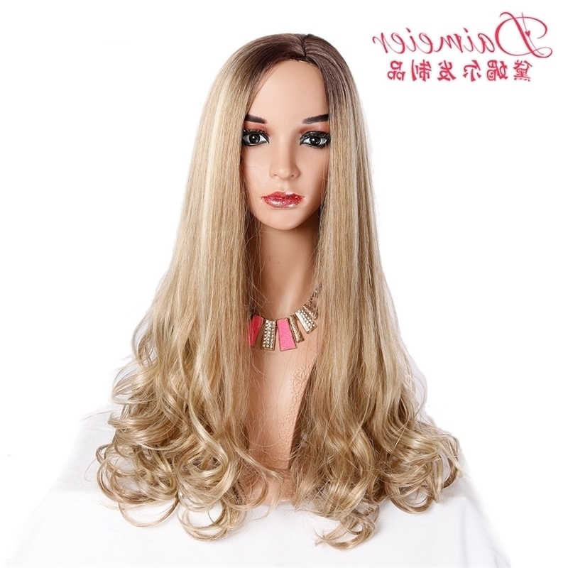 

middle part dyeing Head gradient chemical fiber pear flower cover long curly hair