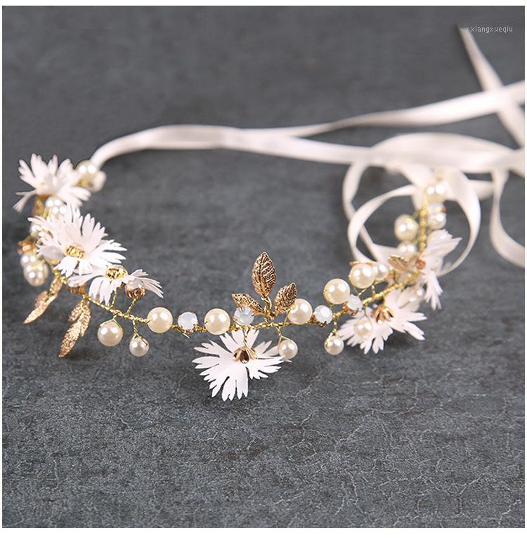 

Hair Clips & Barrettes Handmade Leaf Floral Bridal Headband Tiara Crystal Pearl Hairbands Wedding Headpiece Acccessories AcessÃ³rios Para O C, Golden;silver