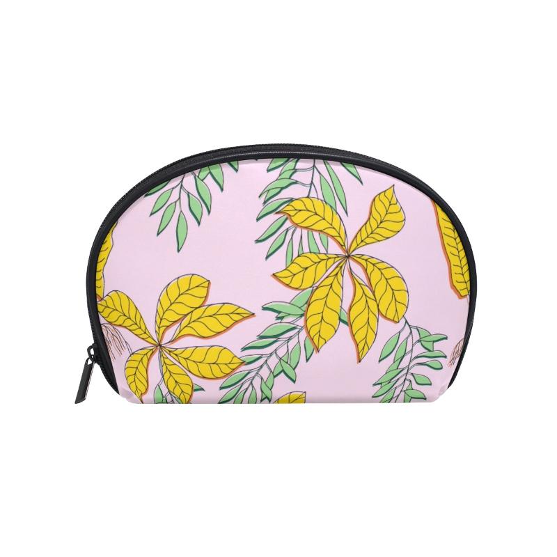 

FengJu Multifuncition Shell Cosmetic Bag Purse Half Moon Hanging Travel Toiletry Pouch For Girls Woman Tropical Flowers Bags & Cases