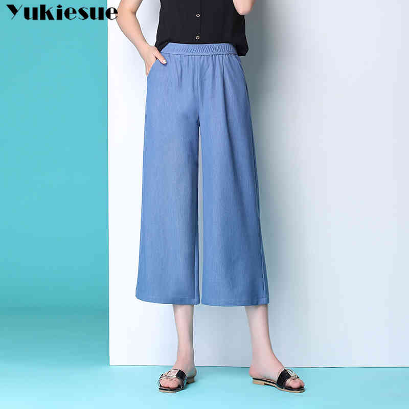 

summer woman' jeans with high waist wide leg jeans woman mom jeans women' pants capris for women jean femme Plus size 210519, Dark blue
