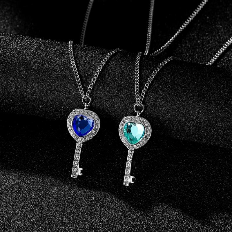 

Pendant Necklaces 12Pcs/lot Fashion Crystal Heart Key Chain Necklace Statement