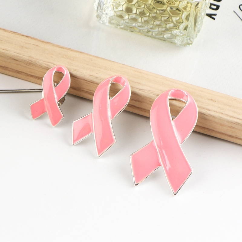 

New pink ribbon Brooch October for women's breast health care charity publicity chest Badge Pin, Gray