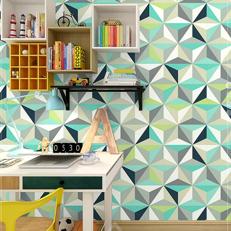 

Wallpapers Decor Geometric Wall Papers Home Modern Blue Grey Personalized Rhombus Wallpaper Roll For Walls Decoration Mural Papel Pintado, W82231