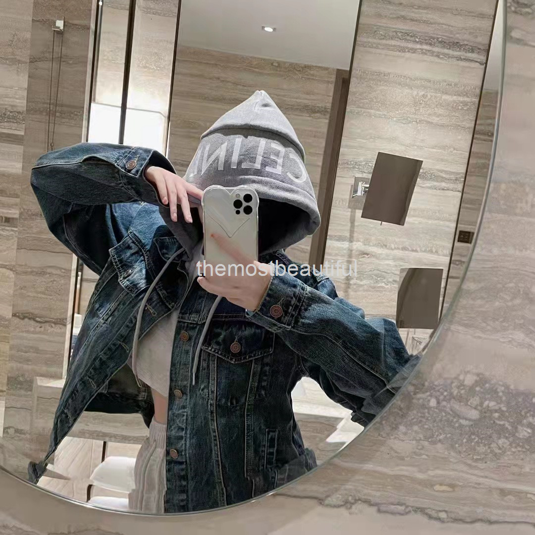 

Women' Jackets CE Arc de Triomphe early spring leisure vacation two-piece hooded splicing washed denim jacket men' and women' fashion, 2# packing bag