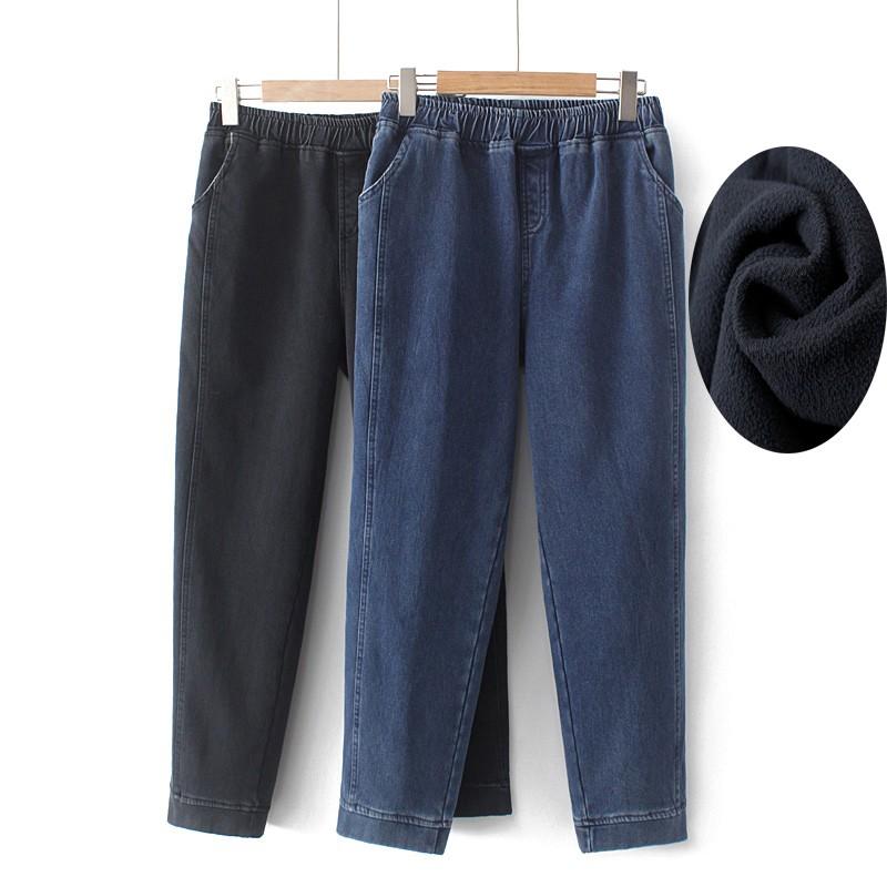 Women&#039;s Jeans 2022 Winter Women Fleeces Inside Thickening Denim Pants High Waist Warm Trousers Female Black Woman Plus Size-image-756169544