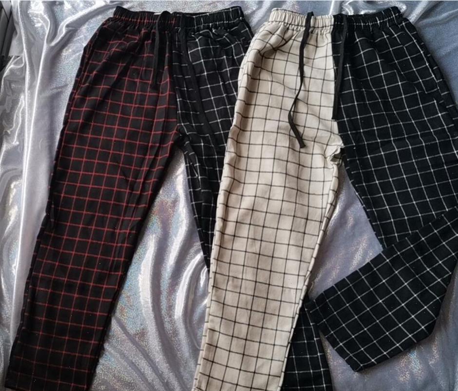 

women capri england style classic plaid pants straight pant harem casual trousers femme bottom pantalon punk sweatpants, Black;white