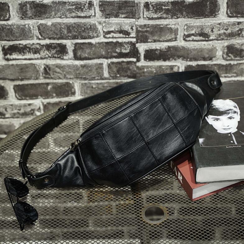 

men handbag outdoor sports fitness leisure shoulder bag simple stitching leather cycling bag multi-functional check pattern men shoulder bag