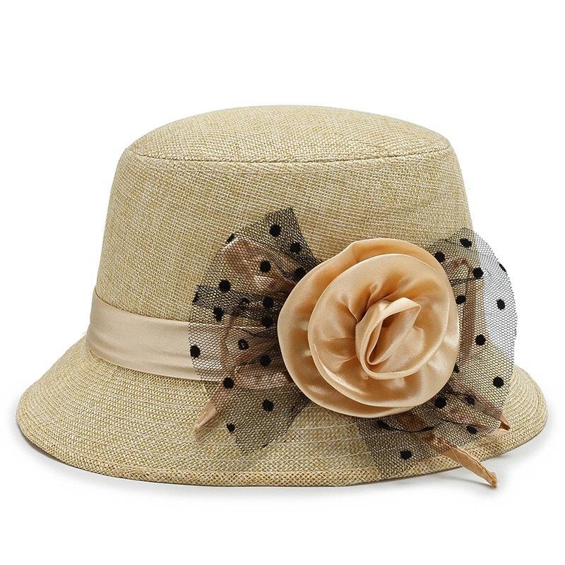 

Caps & Hats Spring Summer Black Sand Flower Middle-aged Elderly Hat Women's British Solid Color, Yellow