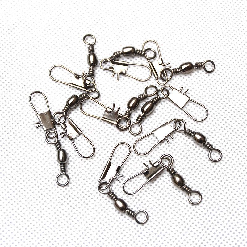 

50pcs/Set Swivels Interlock Snap Fishing Lure Tackles Winter Gear Accessories Connector Copper Swivel Hooks