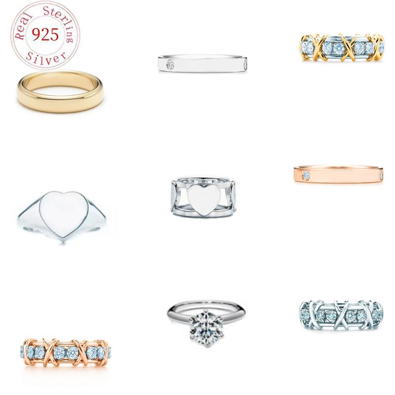 

Cluster Rings Women's Sterling Silver TIF Ring Luxury Original Brand Jewelry Wedding Anniversary Couple Gift