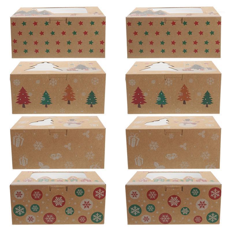 

Gift Wrap 8pcs Christmas Themed Cake Paper Box Boxes Exquisite Cookies Pacing Cases For Party