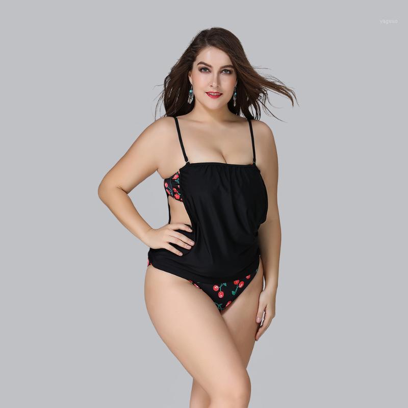 

Women's Swimwear Plus Size Women Mesh One Pieces Swimsuit -5XL Black Print Fat Piece Larger Bathing Suits Sexy Monokini 2021