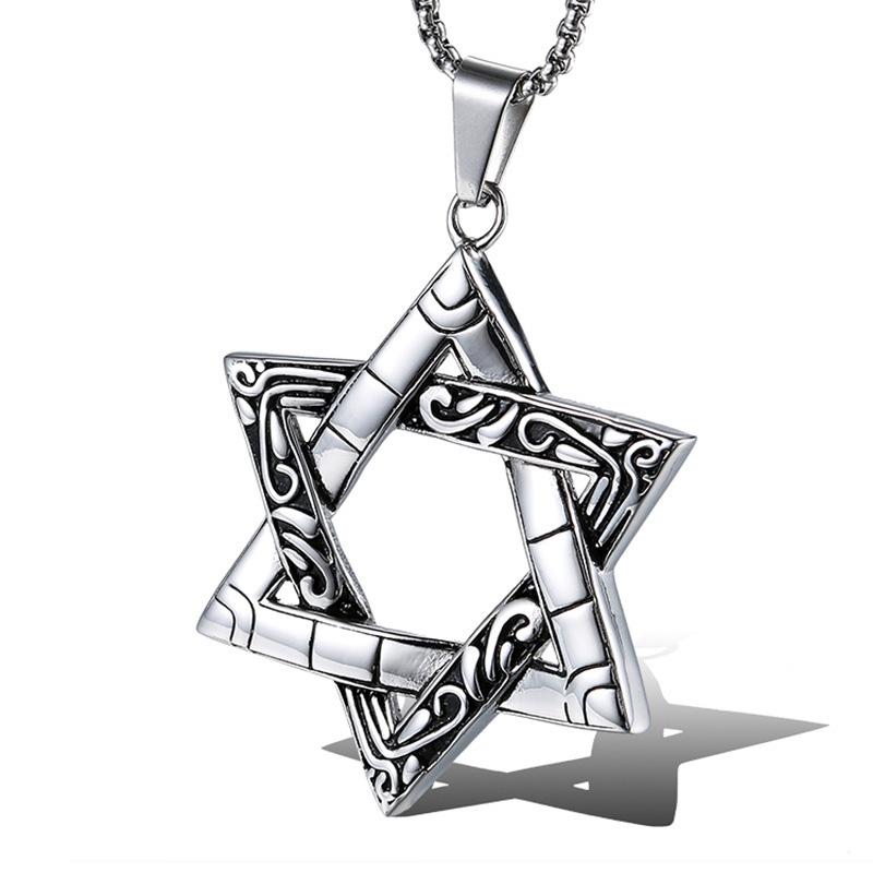 

Pendant Necklaces Jewish Star Of David Pendants 316L Stainless Steel Vintage Hexagram Necklace For Men Punk Jewerly