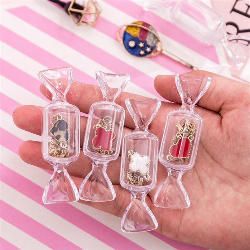 

cute teen girls candy shape transparent makeup storage box mini portable earrings jewelry bag travel cosmetic case organizer