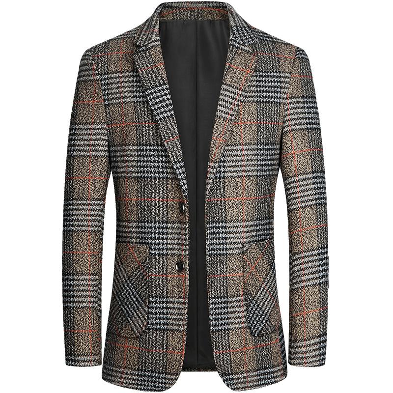 

Men's Suits & Blazers 2021 Spring And Autumn Suit Business Casual Small Korean Version Of Fashion Jacket Slim Single, Grey grid