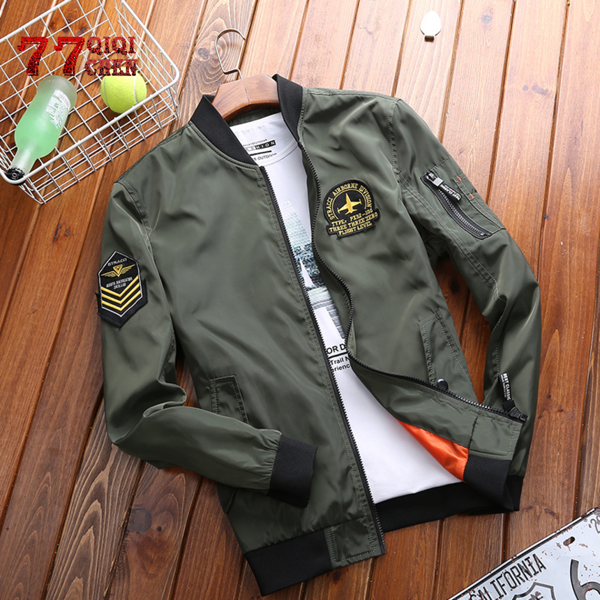 

Military et Men 2021 Spring Autumn Fashion Stand Collar Embroidery Baseball Bomber ets And Coats Plus Size M-4XL, Black;brown