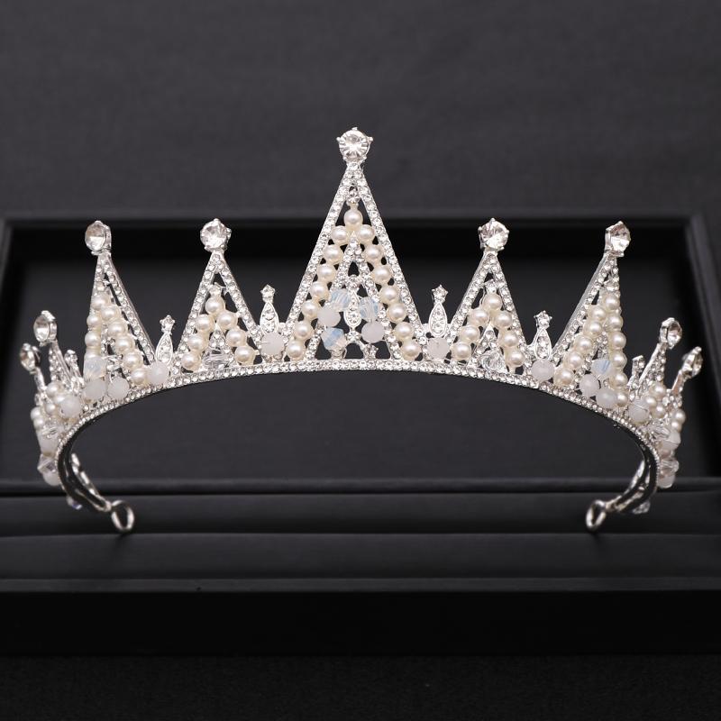 

Hair Clips & Barrettes Trendy Silver Color Pearl Crystal Bridal Tiara Wedding Crown Headpiece Diadem Women Jewelry Accessories, Golden;silver