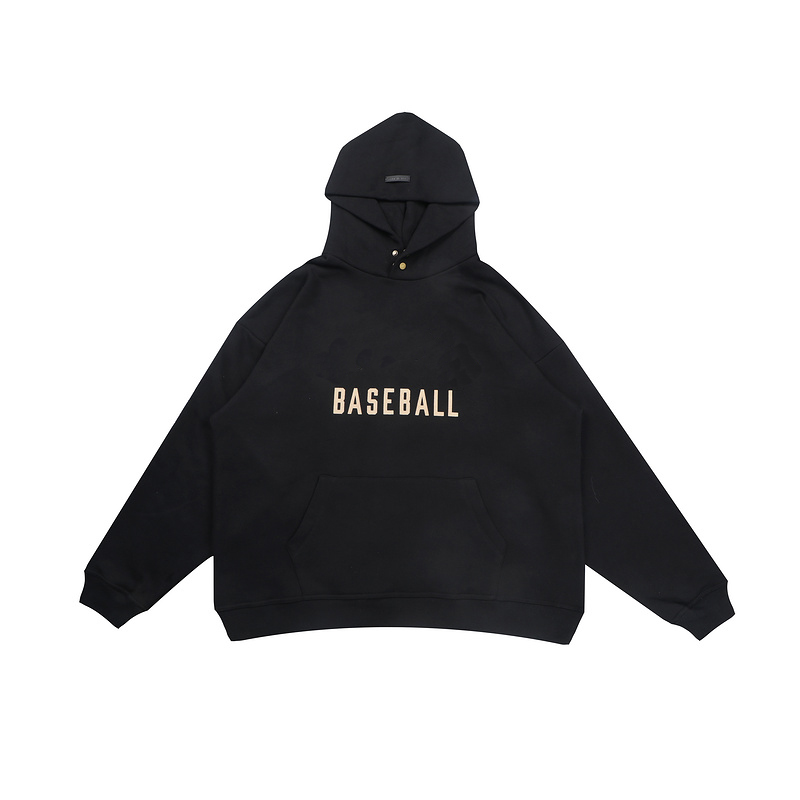

Letter Flocking Print Hoodie Baseball Print Men' Hip hop Streetwear Fashion Street Brand Pullover Sweatshirt Oversize, Black