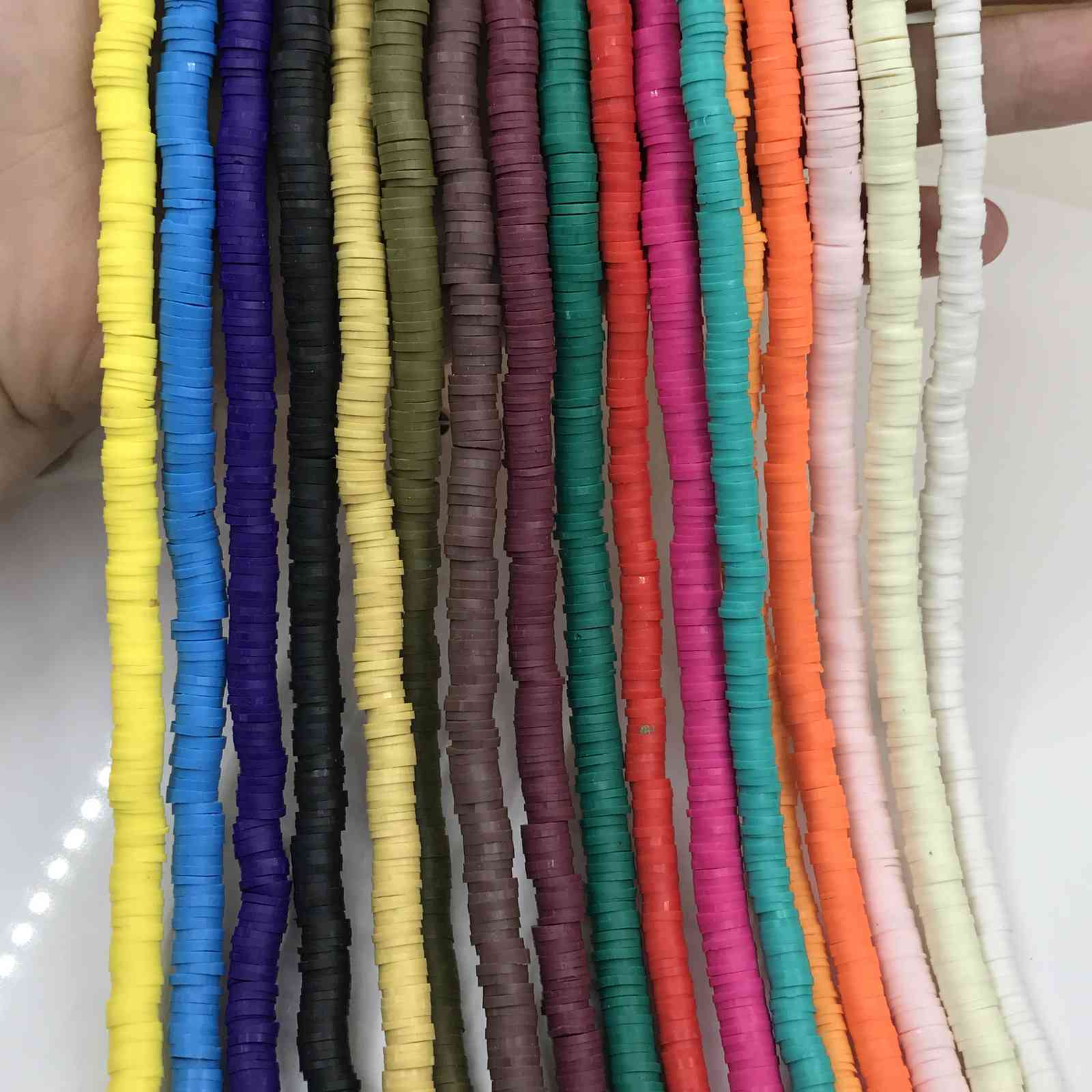 

10strand/lot 17Colors Choice Polymer Clay Tiny Spacer Loose Bead,4/6/8mm Disc Heishi Rondelle Vinyl Beads Crafts Bracelets
