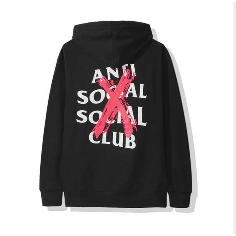 

21assc cancelled red fork loose plush female couple hoodie, Black